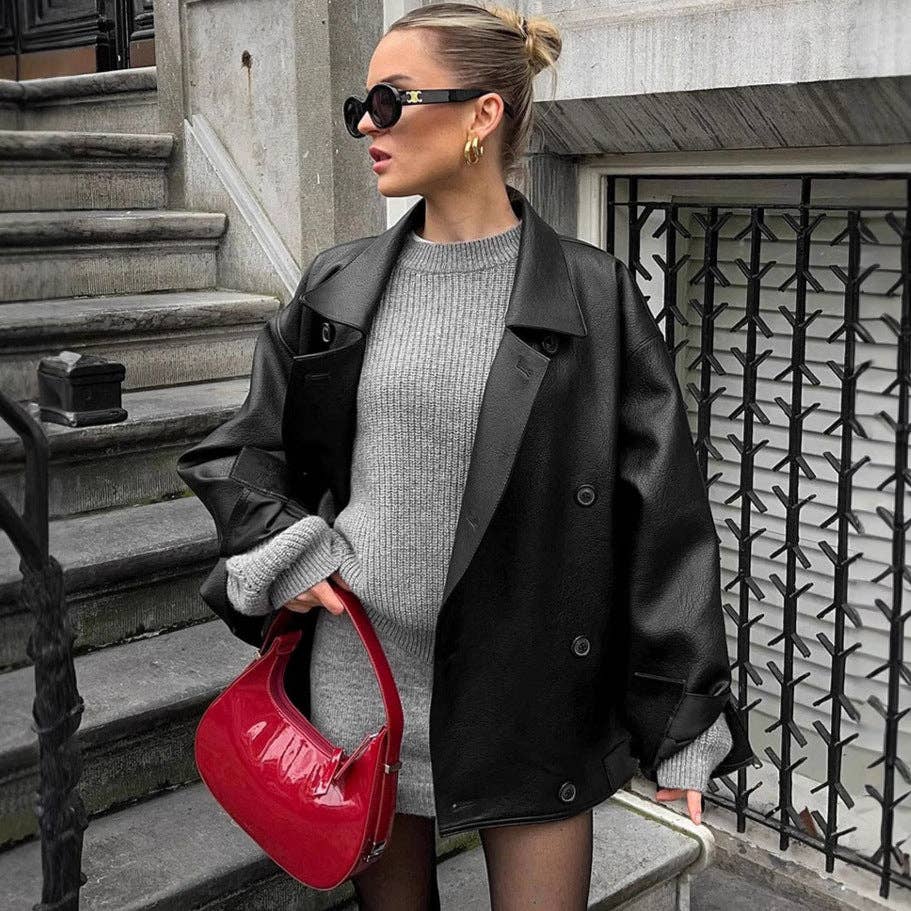 2025 Vintage Black Leather Winter Jacket Timeless Chic
