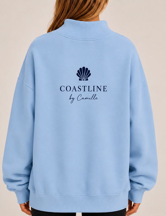 COASTLINE embroided mockneck light blue