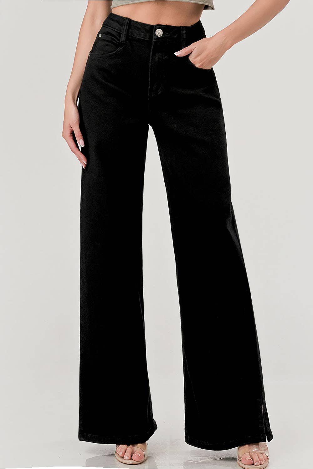 Wide Leg Denim - Side Slits