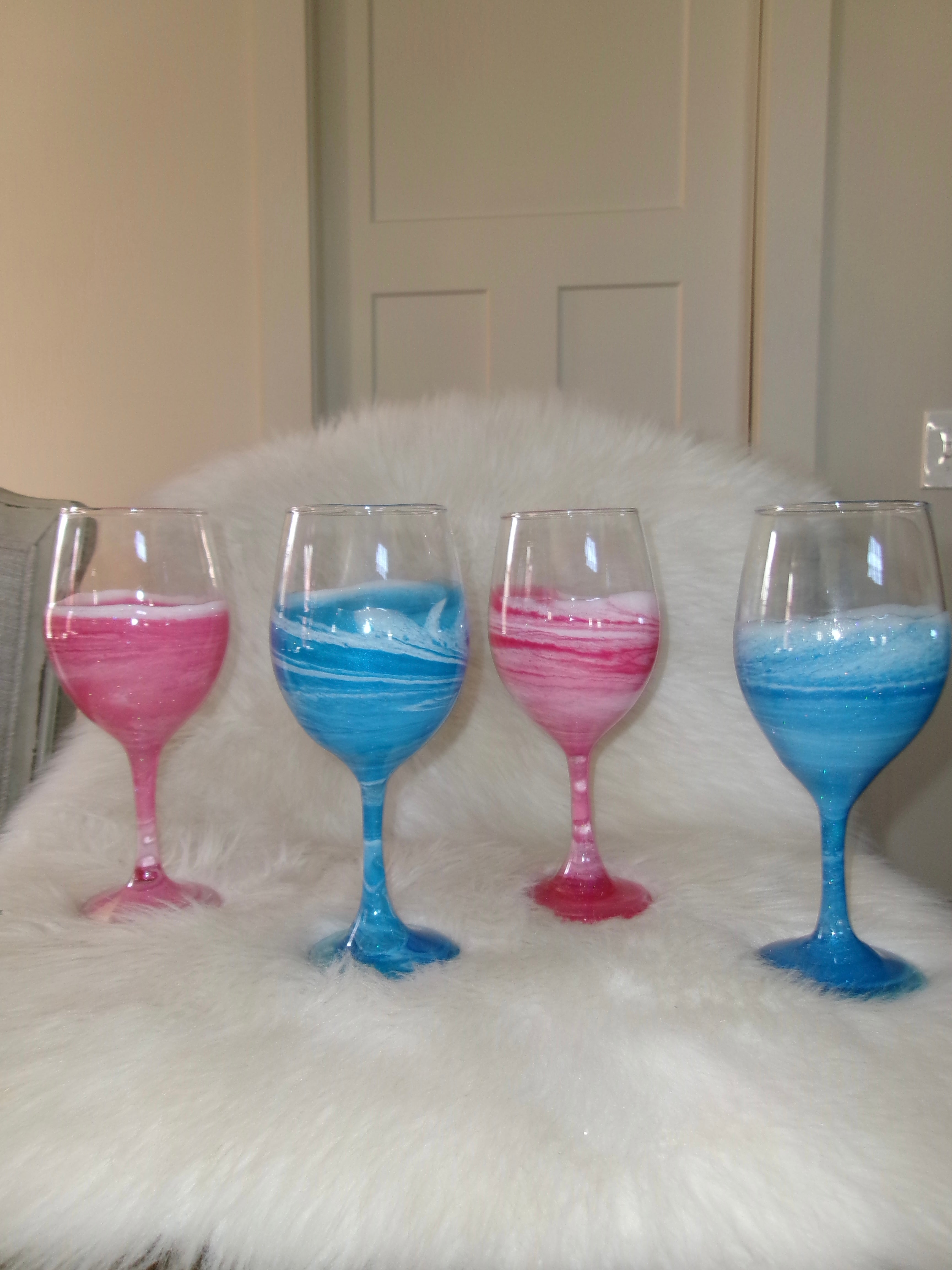 Pink Ocean Inspired Wine Glasses