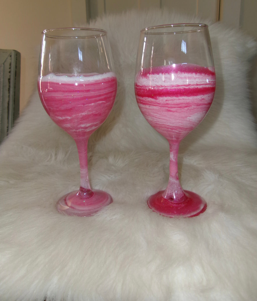 Pink Ocean Inspired Wine Glasses