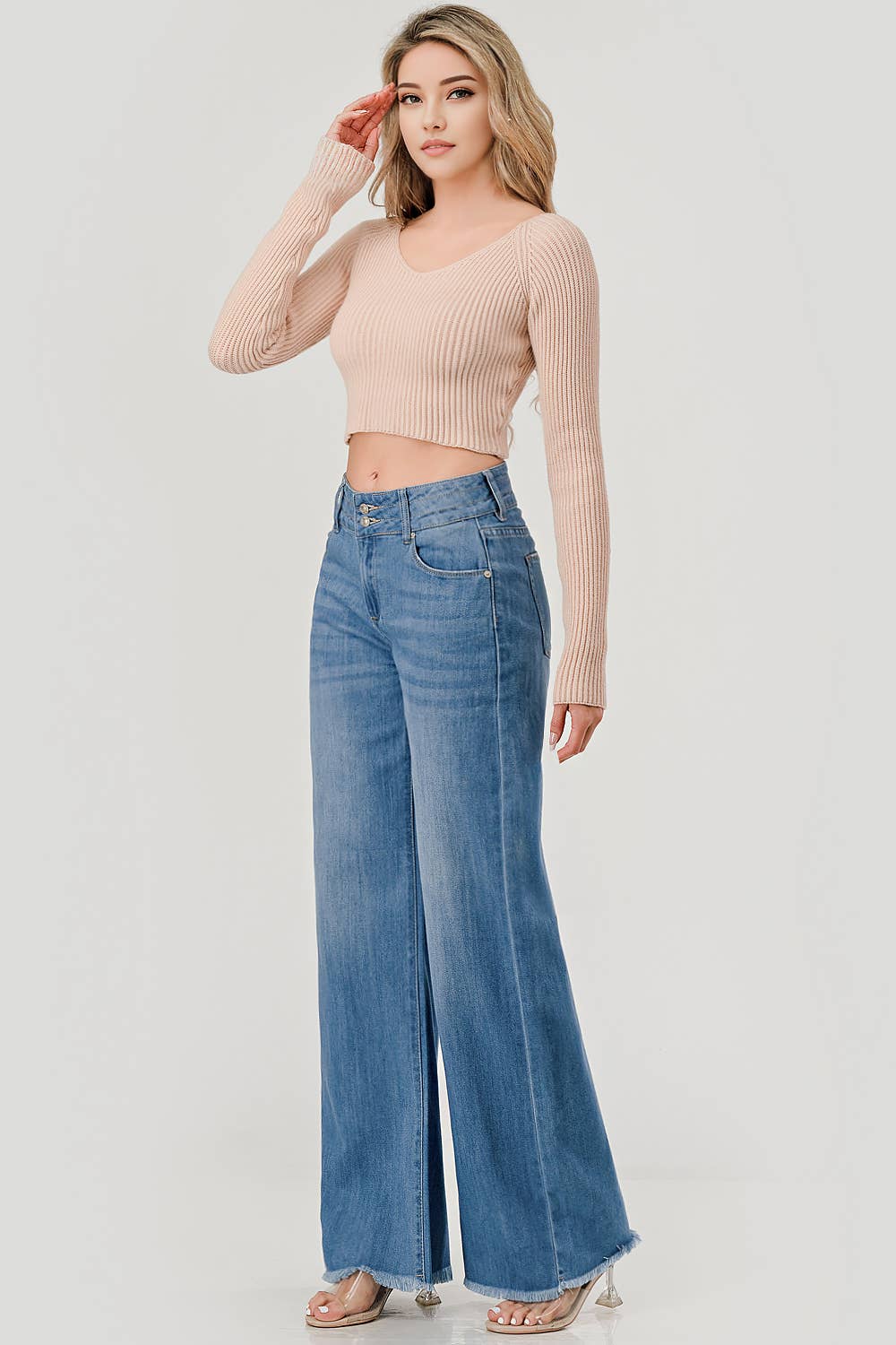 Mid Rise Wide Leg Jeans