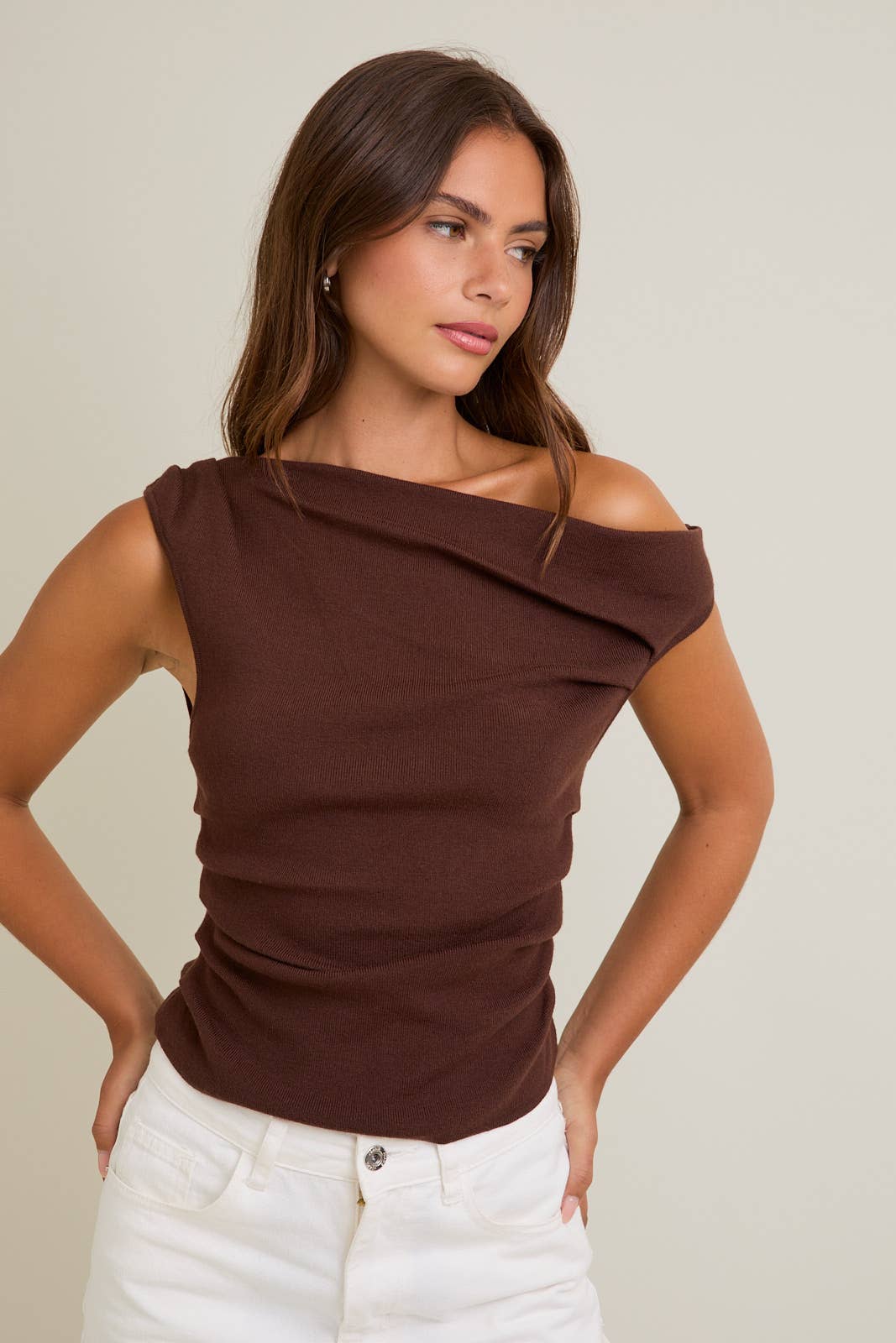 Asymmetrical Brown Top