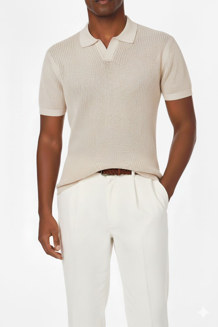 Men's Textured Polo Shirt