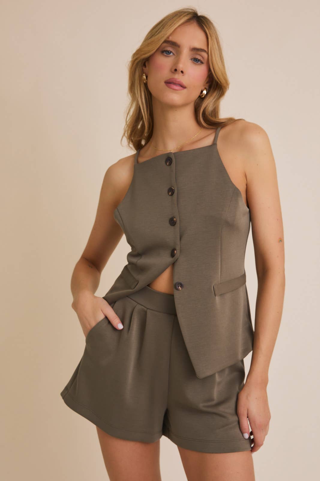 Button up top and shorts set