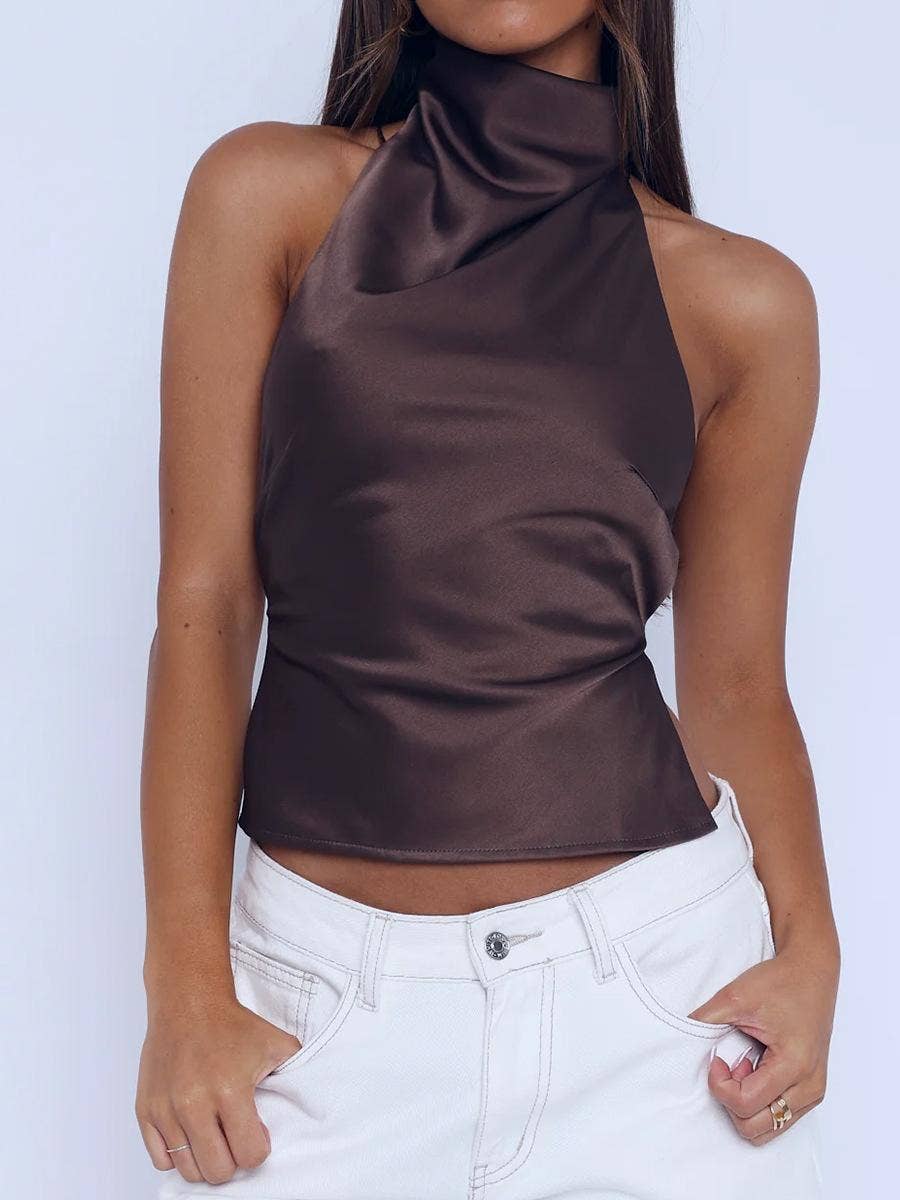 Halterneck Backless Crop Tank Top