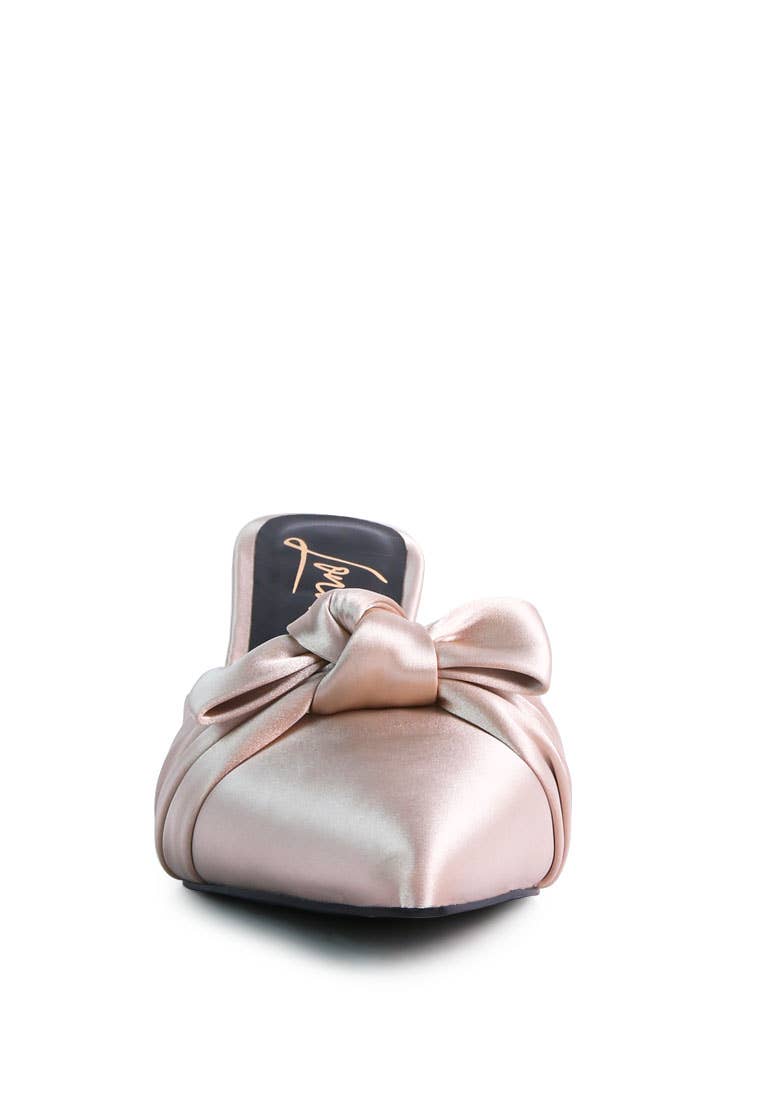 Queenie Satin High Heeled Mule Sandals