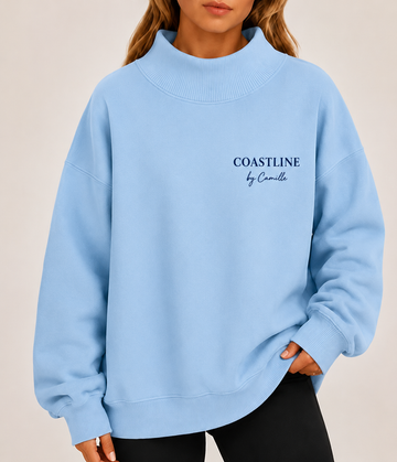 COASTLINE embroided mockneck light blue