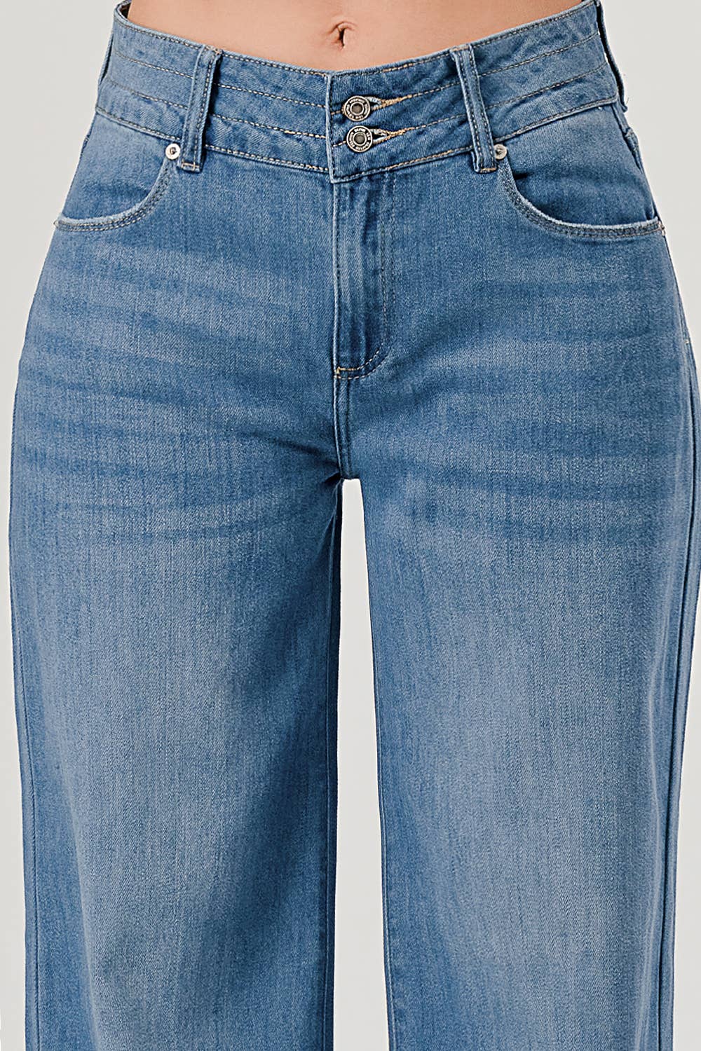 Mid Rise Wide Leg Jeans