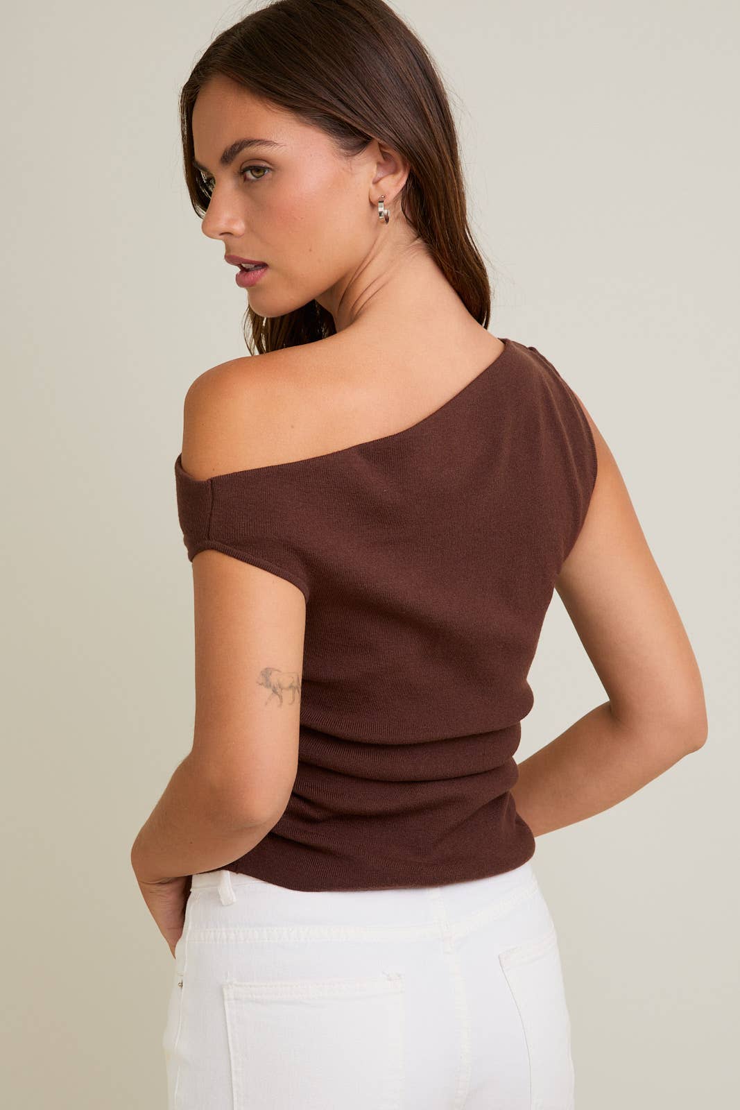 Asymmetrical Brown Top