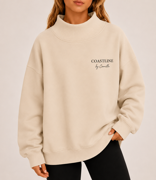 COASTLINE embroided mockneck beige