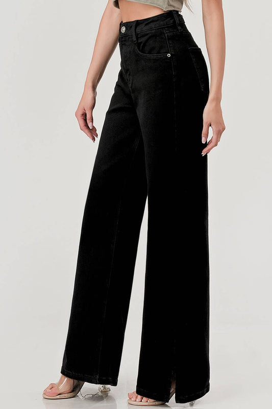 Wide Leg Denim - Side Slits