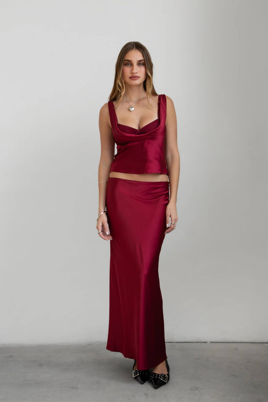 Alexa Satin Cowl Top