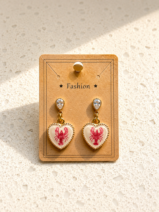 Heart Lobster Earrings