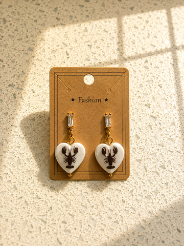 Heart lobster earrings