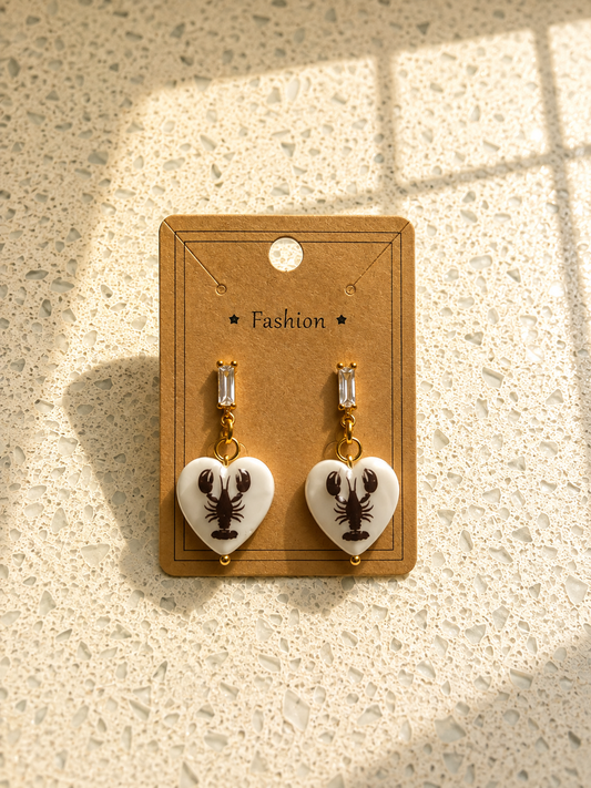 Heart lobster earrings