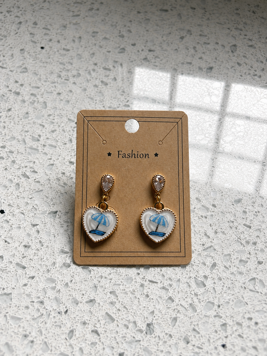 Heart beach earrings