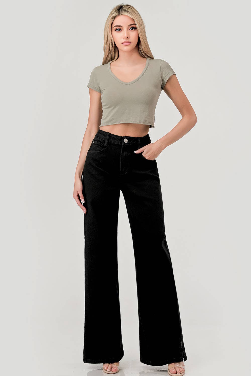 Wide Leg Denim - Side Slits
