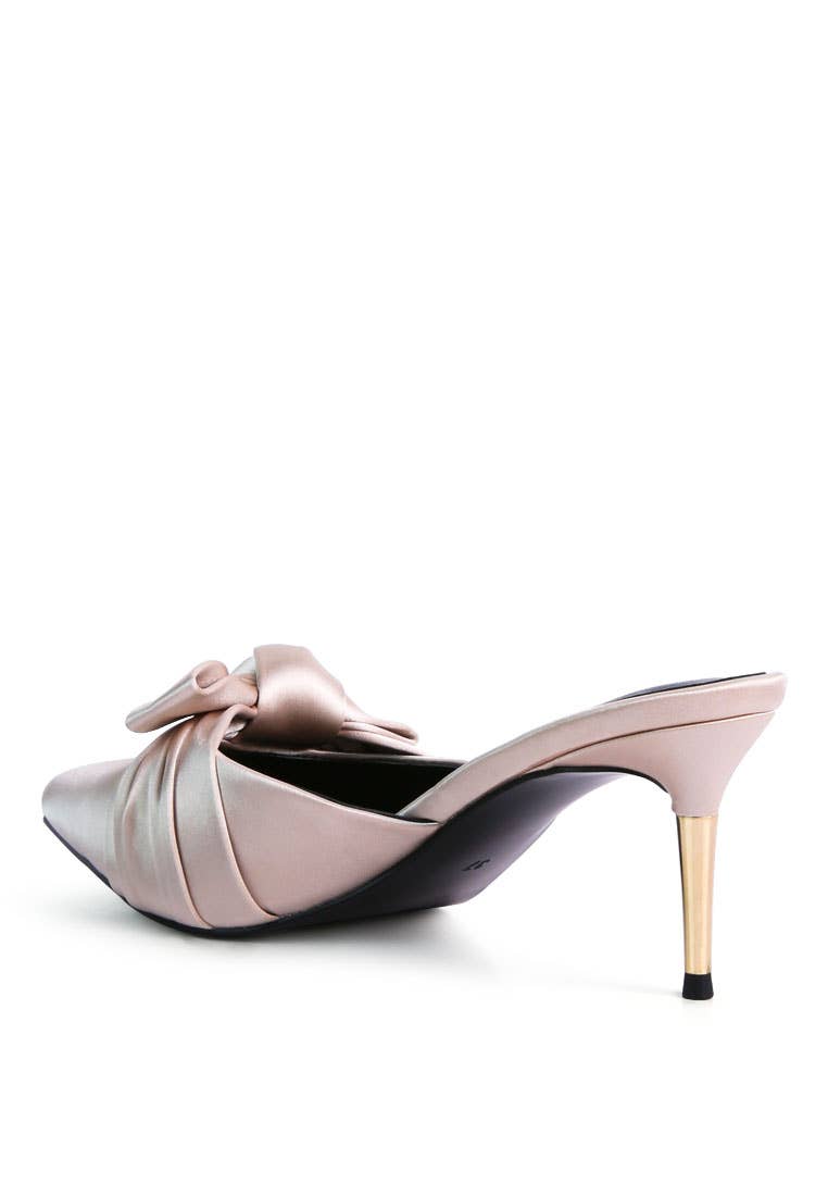 Queenie Satin High Heeled Mule Sandals