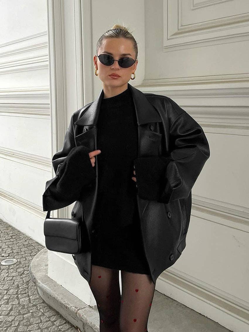 2025 Vintage Black Leather Winter Jacket Timeless Chic