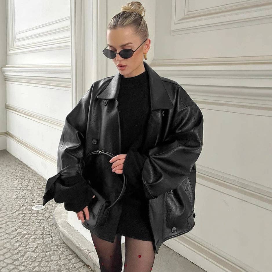 2025 Vintage Black Leather Winter Jacket Timeless Chic