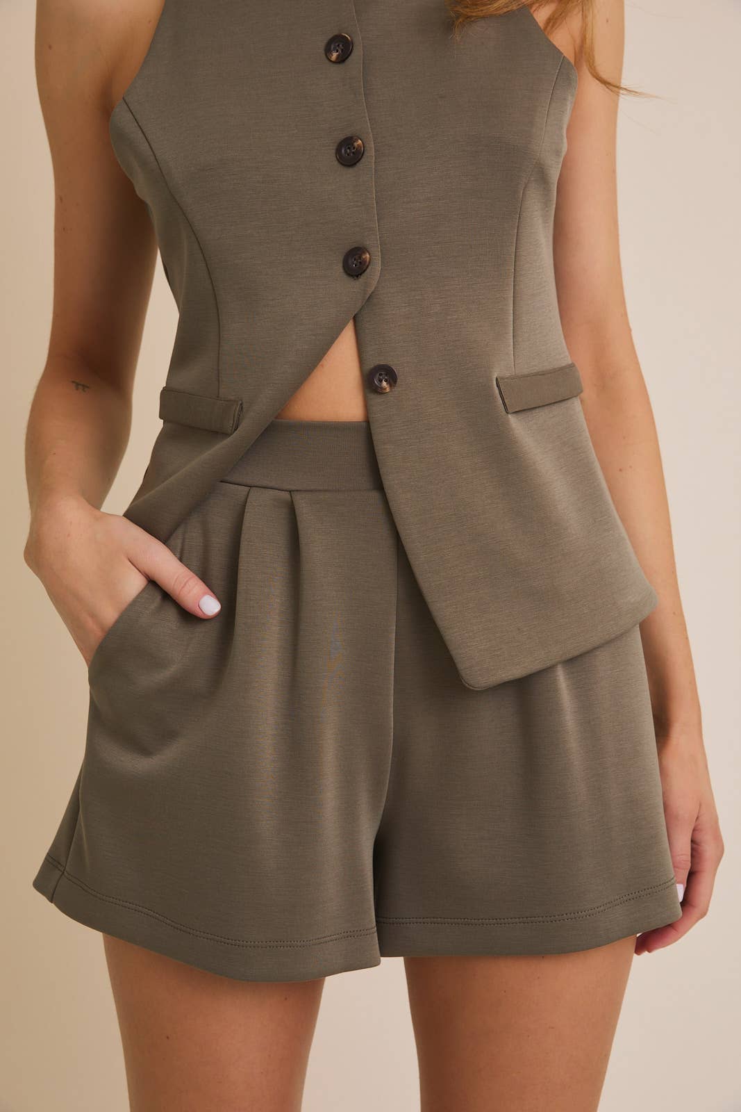 Button up top and shorts set