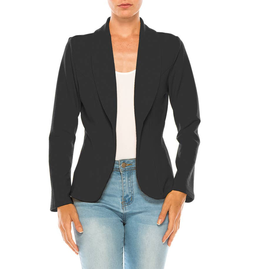 Women's Casual Office Work Long Sleeve Open Front Blazer