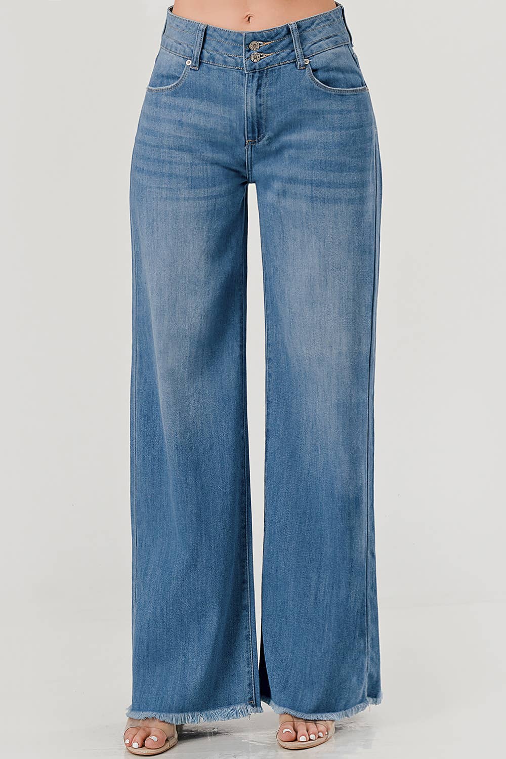 Mid Rise Wide Leg Jeans